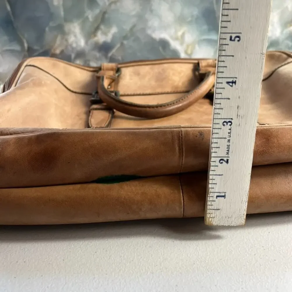 FOSSIL Laptop Bag Brown Leather Satchel Brown Lining Messenger Shoulder Strap